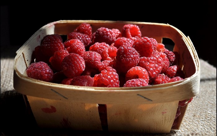 Basket of fresh raspberries