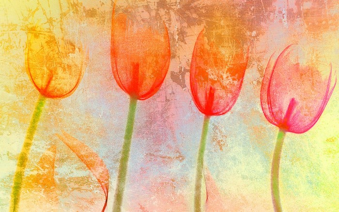 Four Tulips Painting Art