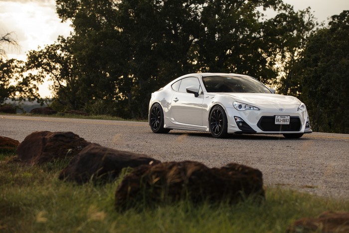 White Subaru BRZ on a Road