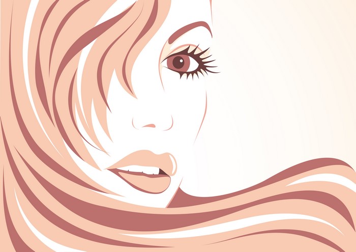 Painting Art of a Woman's Face with Flowing Hair