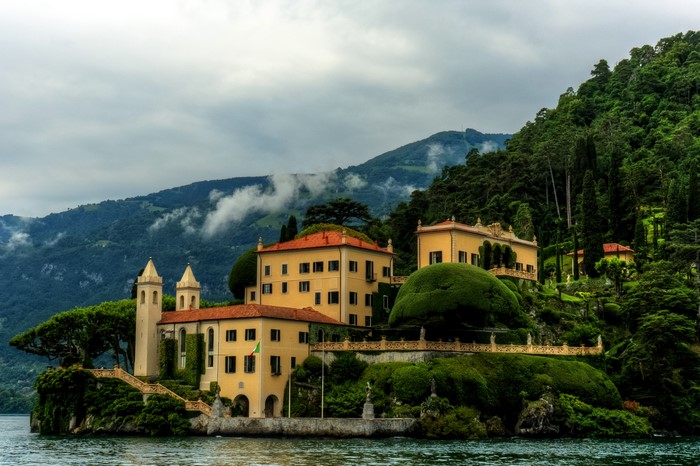 Villa Balbianello Lombardy Italy with Mountains and Lake