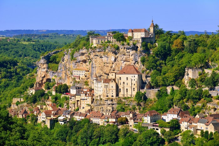 Rocamadour village on a cliff in Dordogne, France