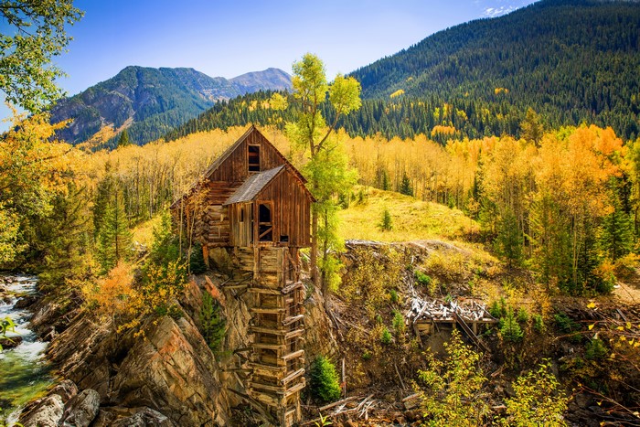 Crystal River Colorado USA Autumn Forests Mountains