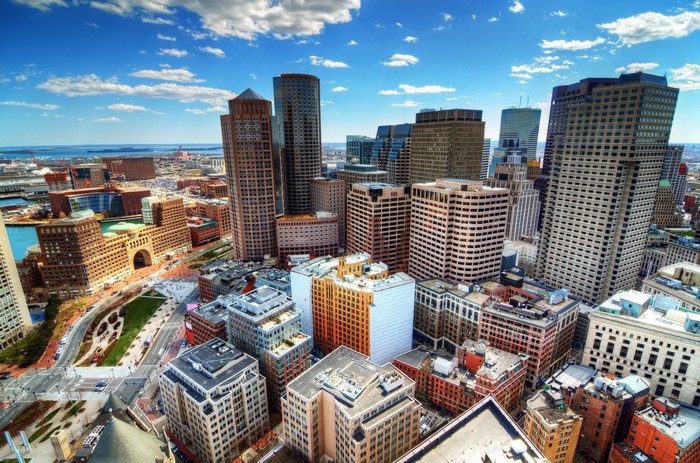 4K Boston Megapolis Skyscrapers From Above