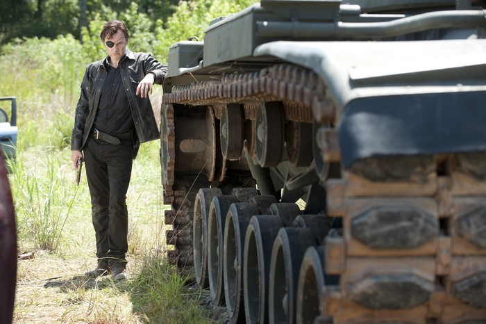 The Governor from The Walking Dead with a tank