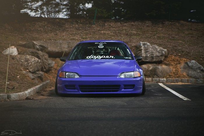 Purple Honda Civic with Stance Front View