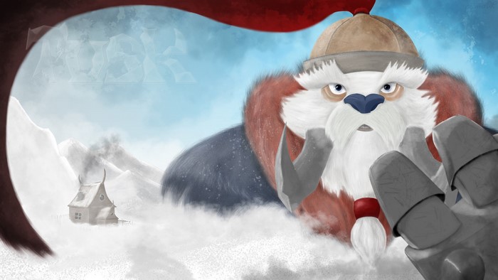 Tusk from DOTA 2 in a snowy landscape