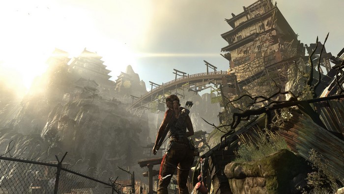 Lara Croft from Tomb Raider 2013 with bow and arrow