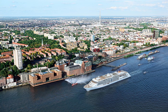 Hamburg Germany Cruise Liner on River