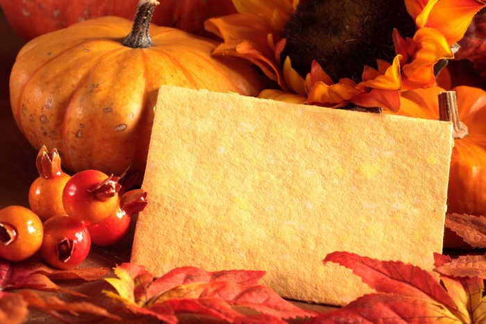 Autumn Pumpkin and Sunflower Greeting Card Template