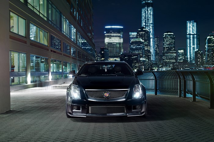 Black Cadillac CTS-V in a City at Night