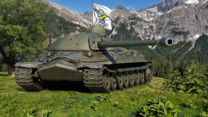 IS-7 Tank with Flag in Mountains