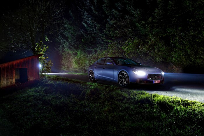 Maserati Ghibli Novitec Tridente at night