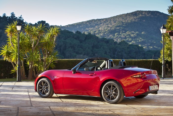 Red Mazda MX-5 Convertible parked outdoors