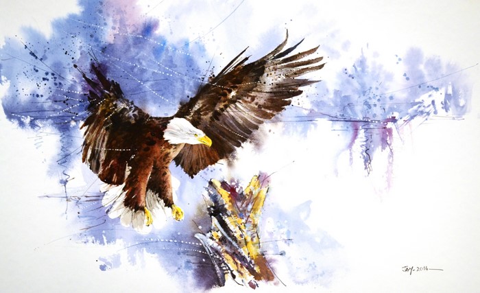 Bald Eagle in Flight Painting Art