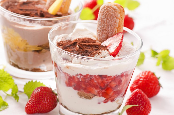 Strawberry Tiramisu Dessert in Highball Glasses