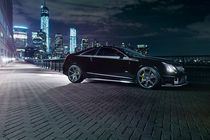 Black Cadillac CTS-V Coupe at Night in City