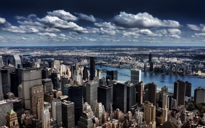 New York City Skyline with Clouds