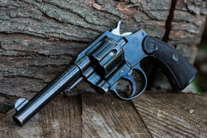 Colt Police Revolver on Wood and Bark