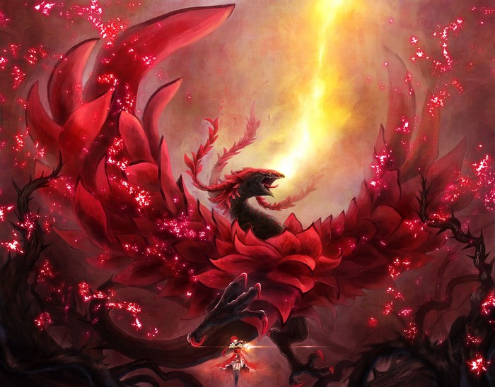 Black Rose Dragon from Yu-Gi-Oh! with Aki Izayoi