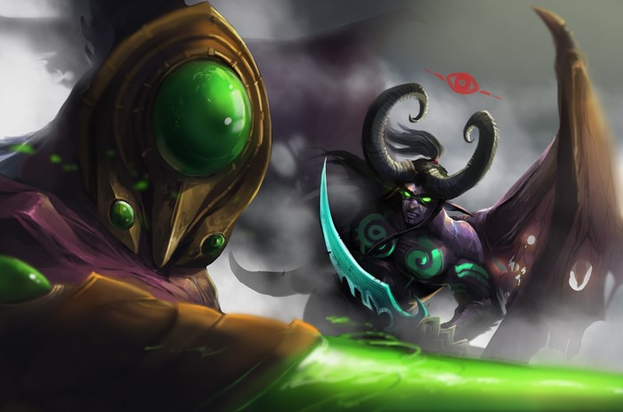 Illidan Stormrage and Protoss Zealot from World of Warcraft