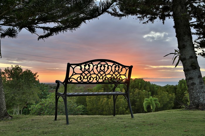 Bench overlooking the ocean at sunset in Cabo Rojo, Puerto Rico