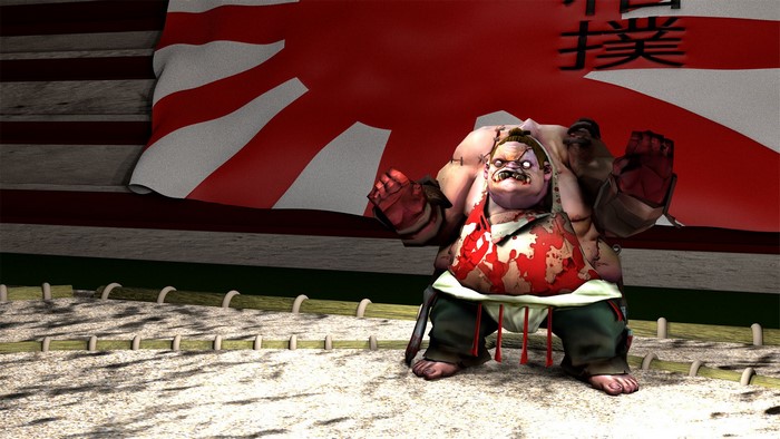Pudge from DOTA 2 in a sumo ring
