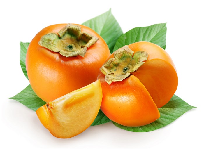Persimmons with leaves