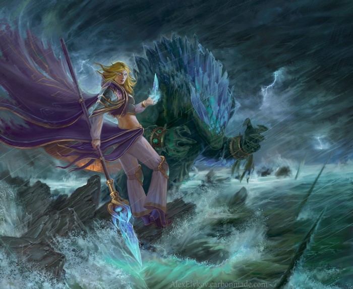 Jaina Proudmoore from World of Warcraft in a storm