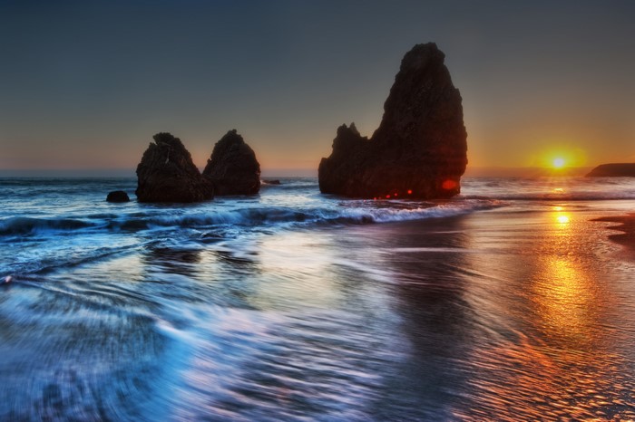 4K Rodeo Beach Sea Coast Crag Sunset