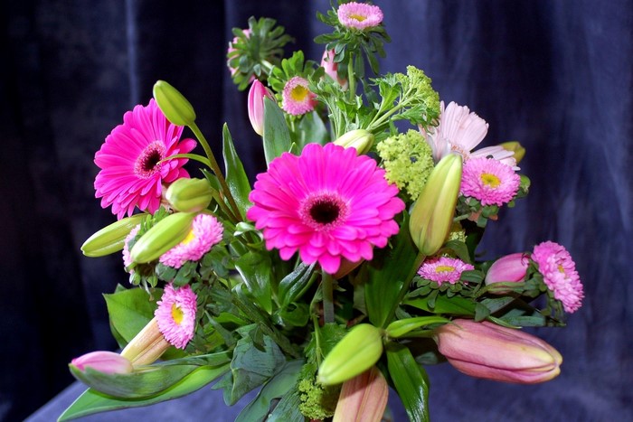 Pink Gerbera Daisies and Lilies Flower Bouquet