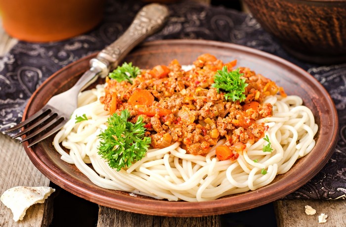 Spaghetti Bolognese with Parsley Garnish
