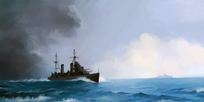 Painting of HMS Galatea sailing on the sea