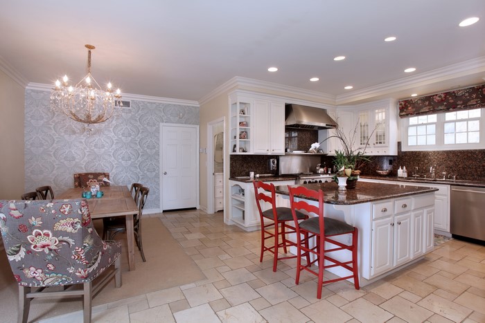 Kitchen with Dining Area and Island