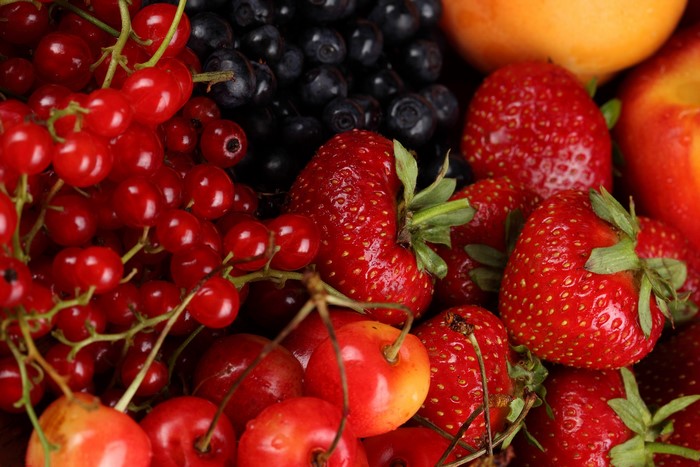 Assortment of fresh berries and cherries