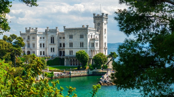 Miramare Castle on the coast of Italy