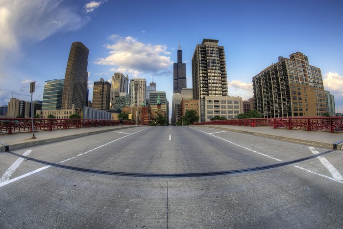 Chicago Skyline View from Bridge