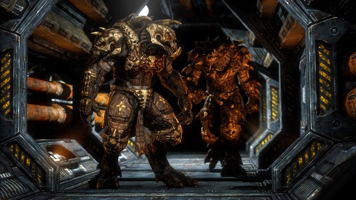 Two Krall monsters from Unreal Tournament in armor