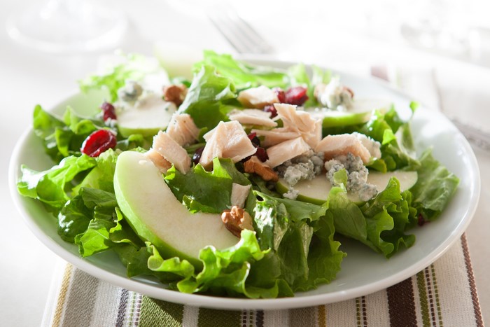 Salads Apples Meat products Plate