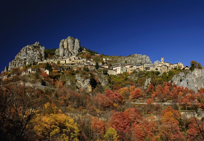 Roubion village in the French Alps during autumn