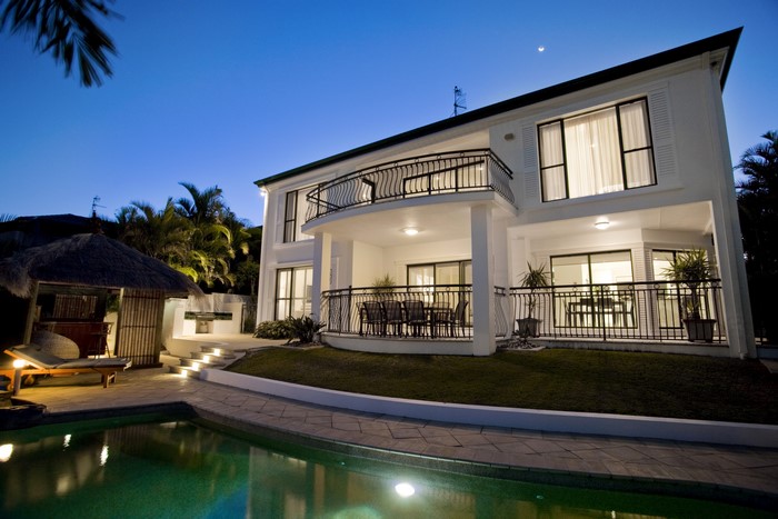 Luxury Villa with Pool at Night