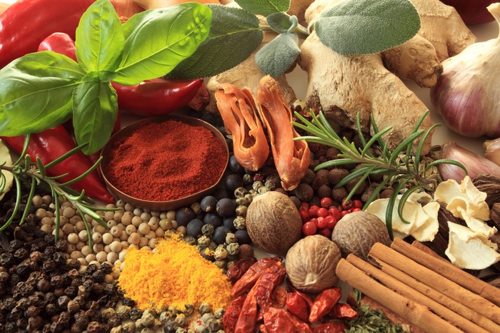 Colorful Assortment of Spices and Herbs in 4K