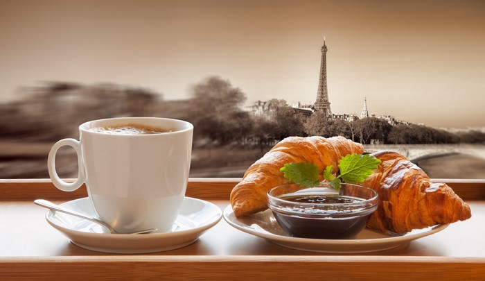 4K Breakfast with Coffee and Croissant Near Eiffel Tower