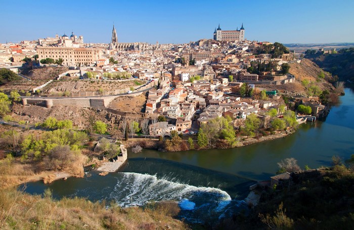 Toledo, Spain, with river and historic buildings