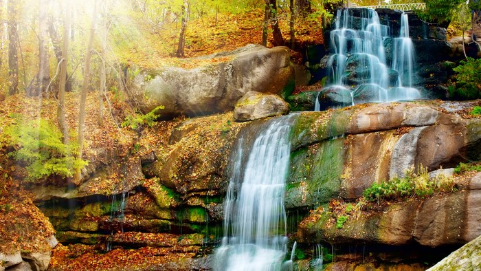 Autumn Waterfalls and Stones