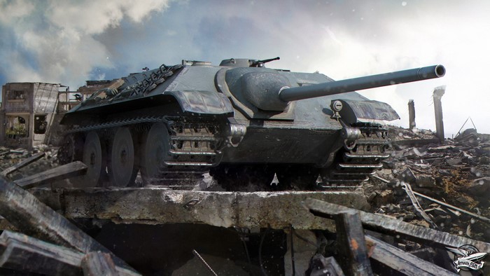 World of Tanks Jagdpanther tank in ruins