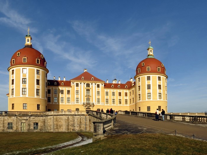 Moritzburg Castle in Germany under a blue sky