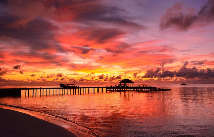 Maldives Pier at Sunset