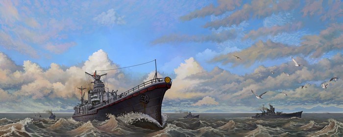 Vice Admiral Sentaro Omori's Task Force Ships Painting