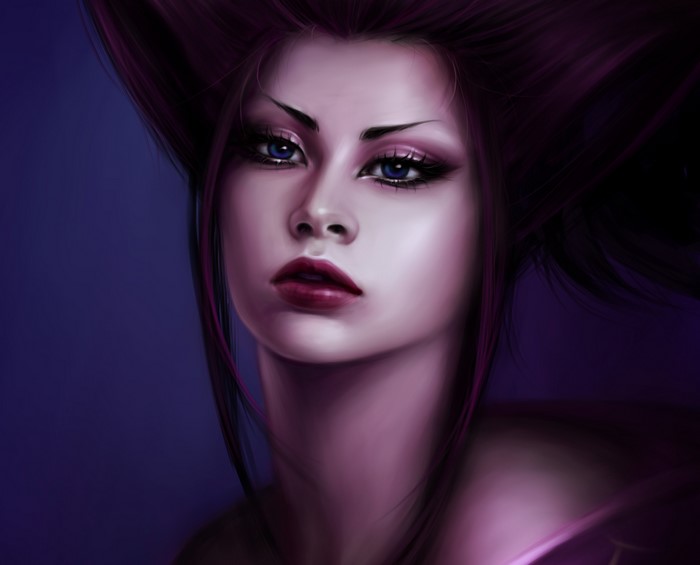Mochifin character portrait with dramatic makeup
